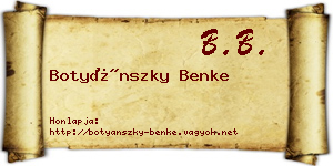 Botyánszky Benke névjegykártya